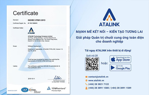 ATALINK vinh dự nhận Chứng chỉ ISO 27001:2013 về Hệ thống quản lý an toàn thông tin