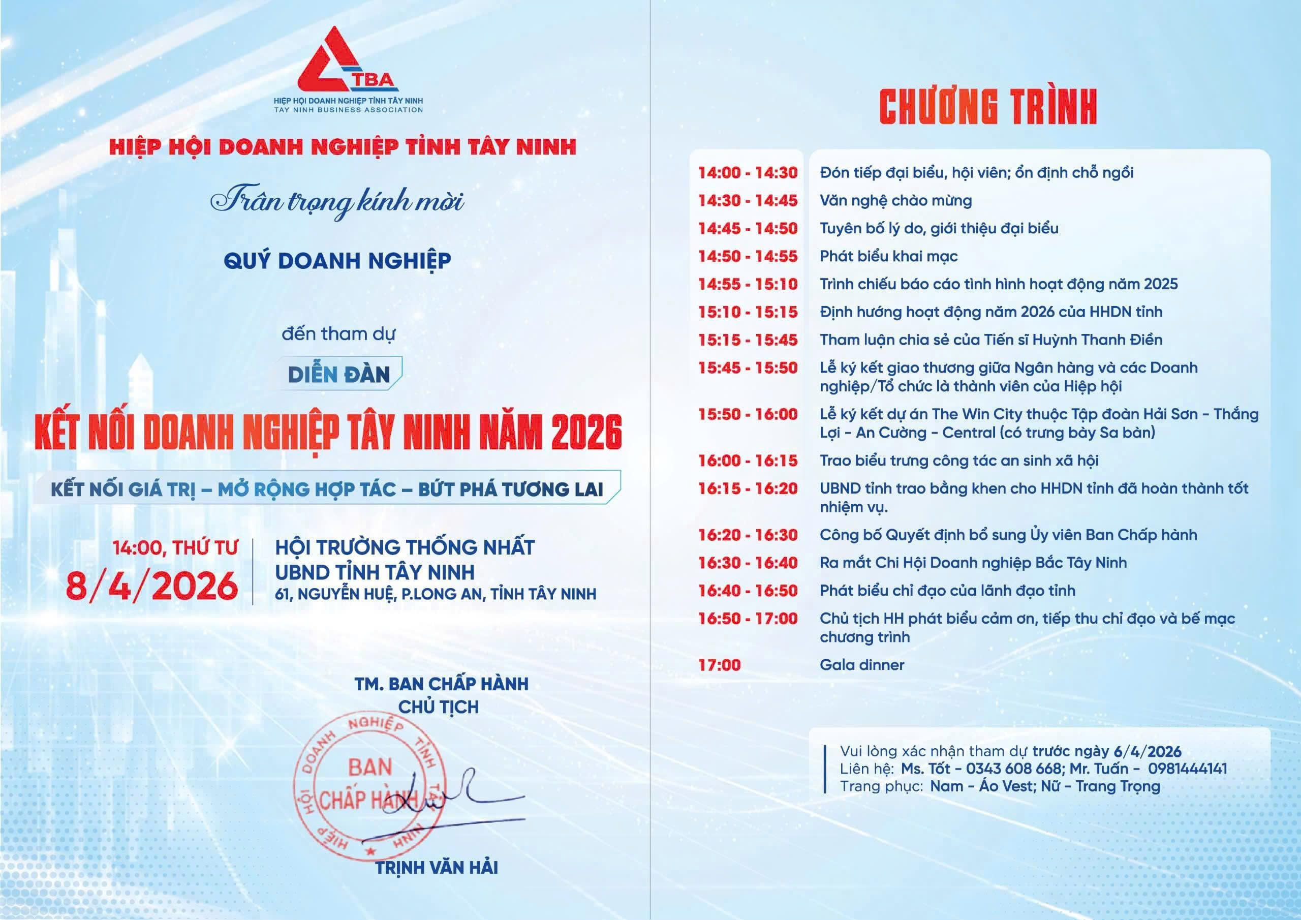 DIỄN ĐÀN KẾT NỐI DOANH NGHIỆP TÂY NINH 2026